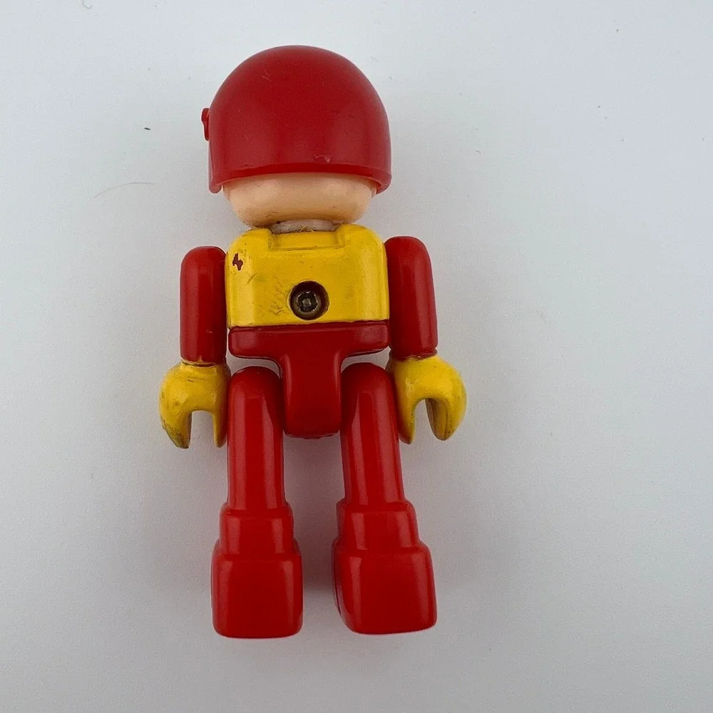 Vintage LEGO DUPLO Figure Red Helmet Yellow Shirt Red Pants 2.5